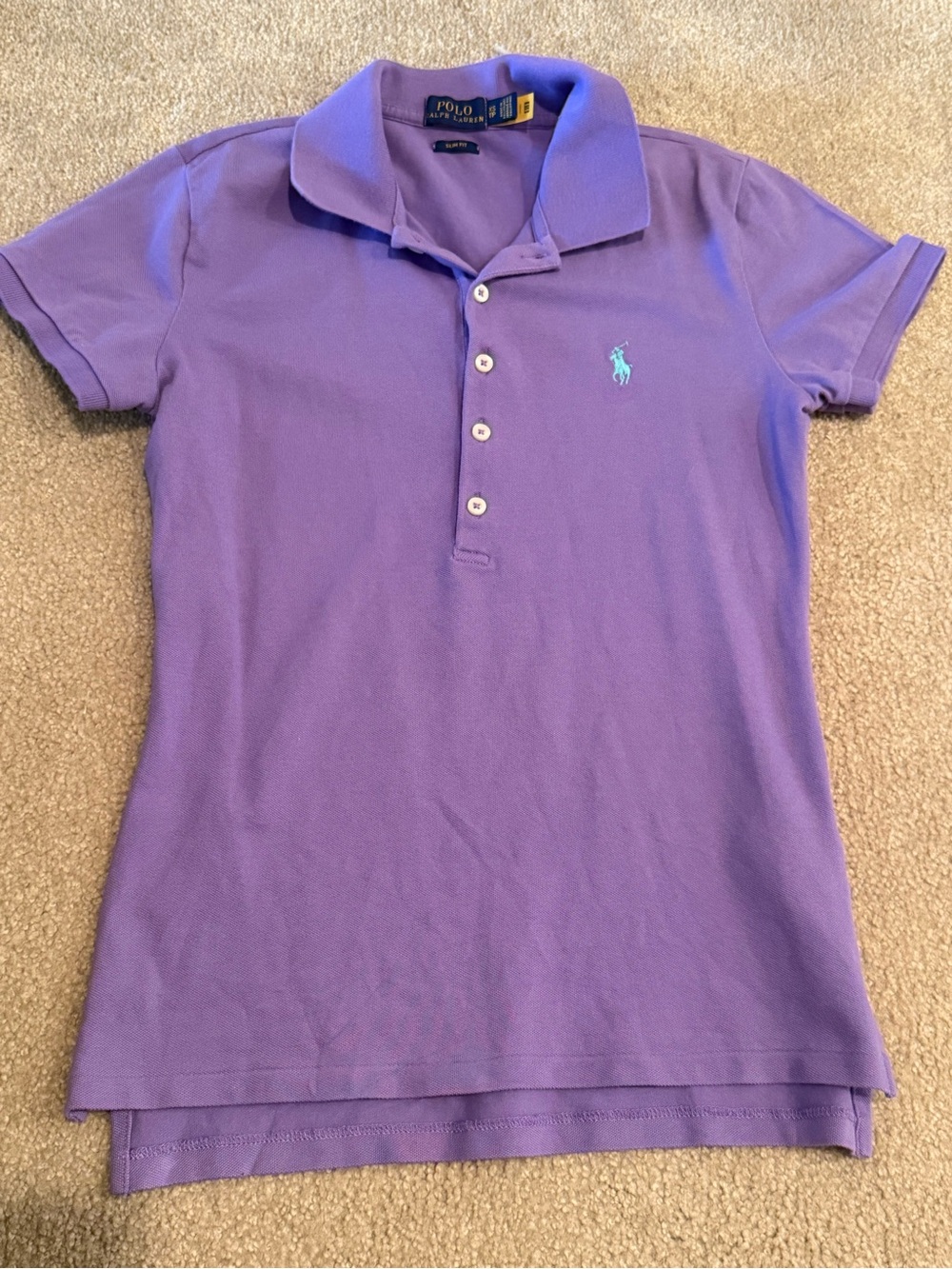 Polo by Ralph Lauren Purple Short-Sleeve Polo Slim Fit Shirt